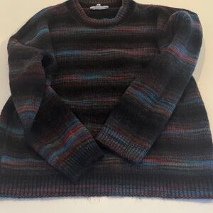 XiRENA Crewneck Sweater in Black with Blue and Red Stripes